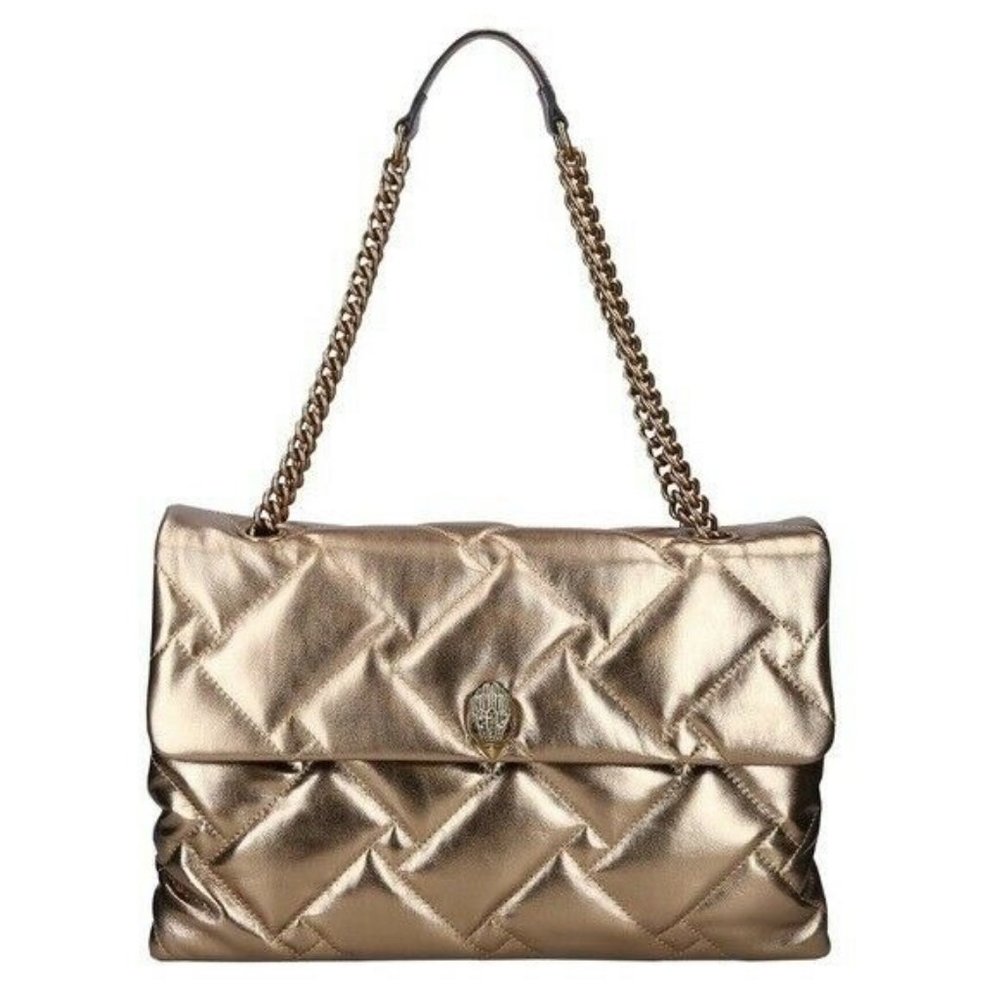 Kurt Geiger London Leather Kensington Soft XXL in Gold NWT Chain Strap